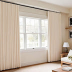 Room Divider Blackout Curtains Flexible Sliding Tracks Sets Ceiling Mounted Rod Window Curtain Privacy Separation for Bedroom Living Rooms,1 Panel Beige Drape and Black Track Set-W144xH84 in