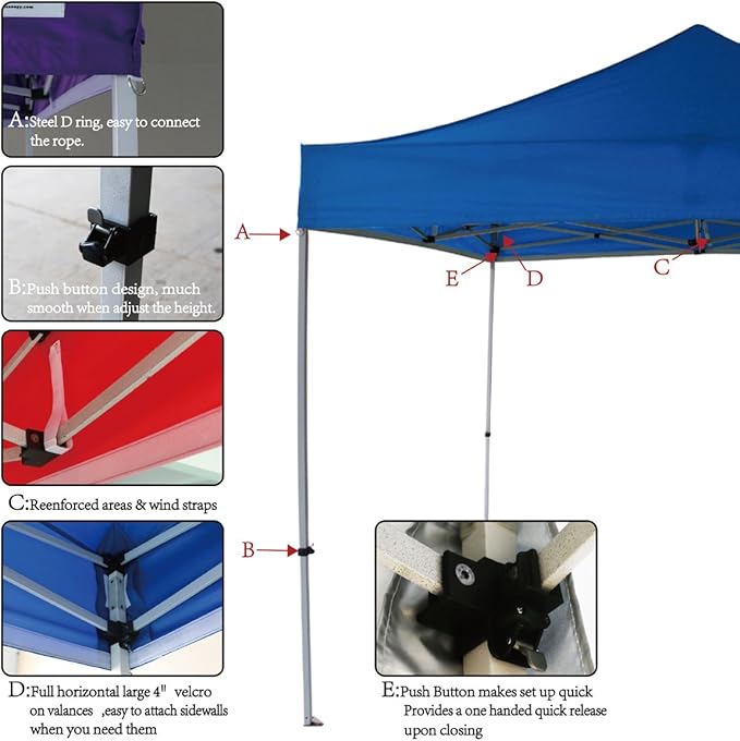 10'x10' Pop Up Canopy Tent Commercial Instant Shelter with Heavy Duty Roller Bag, 4 Canopy Sand Bags, 10x10 FT Black