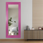 Howard Elliott Hot Pink Tall Delano Mirror, Large Self Standing Full Length Rectangular Mirror with Stepped Levels, 34 x 82 Inch