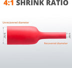 Wirefy 5/16" Heat Shrink Tubing - 4:1 Ratio - Adhesive Lined - Resistant Heat Shrink - 50 Feet Roll - Red