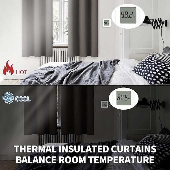 BGment Blackout Curtains - Grommet Thermal Insulated Room Darkening Bedroom and Living Room Curtains, Set of 2 Panels (52 x 108 Inch, Grey)