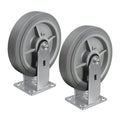 8'' × 2'' Caster Wheels, Heavy Duty Industrial Casters, Rubber Wheels with Roller Bearing, Load 1000lbs per Swivel Caster for Cart Dolly Toolbox Trolley (2 Rigid)