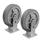 8'' × 2'' Caster Wheels, Heavy Duty Industrial Casters, Rubber Wheels with Roller Bearing, Load 1000lbs per Swivel Caster for Cart Dolly Toolbox Trolley (2 Rigid)