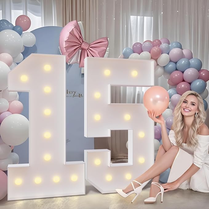 imprsv 4FT Marquee Numbers 50,DIY Light Up Numbers for 50th Birthday Decorations, Party Decorations,Anniversary Party Decor,Mosaic Number for Balloons Number 50,Pre-Cut Foam Board Kit