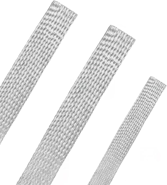 Copper Wire Loom - EMI/RFI Shielding Flexible Cable Management for Automotive Audio, Industrial Expandable Cables, Marine Wiring & Computer Case ﻿ (Tinned Copper, 12mm (15/32")-16ft)