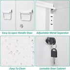 SISESOL White Metal Cabinet with Doors and Shelves,40" Metal Storage Cabinet with Lock Door Adjustable Shelf,File Cabinets for Home Office,School,Kitchen,Garage Storage Tool Cabinets