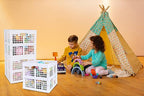 3-Pack Collapsible Plastic Storage Crates,Foldable Crates for Storage,16L (White)