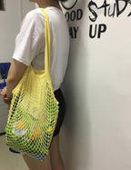 Portable Reusable Mesh Cotton Net String Bag Organizer Shopping Tote Handbag Fruit Storage Shopper NEW (orange02)