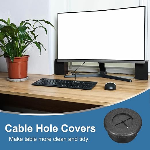 uxcell 6Pcs Cable Cord Grommet, 13/16"(20mm) Rubber Desk Grommets Wire Pass Through Hole Cover with Marked Cable Ties for Home Office Cable Wire Protection, Black