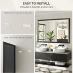 60x28 Inch Black Bathroom Mirror for Wall, Thick Metal Framed Rectangle Mirrors for Over Sink, Bedroom, Living Room, Entryway, Anti-Rust, HD Tempered Glass
