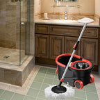 Spin Mop and Bucket with Wringer Set, 360° Rotating Head Mop Bucket System with 3 Microfiber Mop Refills Wet and Dry Suitable for Office and Home Use, Green (Black-Plus)