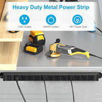 HHSOET 360° Rotating 12 Outlet Mountable Power Strip, Aluminum Alloy Long Power Strip Extension Cord, Heavy Duty Wall Mount Surge Protector with Switch, Works Great and Very Versatile,15ft Power Cord.