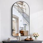 Arched Bathroom Mirror, 24"x48" Black Arched Mirror for Bathroom, Wall Mounted Mirror, Black Vanity Wall Mirror w/Metal Frame for Bedroom, Entryway, Living Room, Vertically Hanging