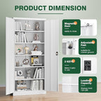 Letaya Metal Garage Storage Cabinets with Lock Door and Adjustable Shelves, Steel Tool Cabinets for Home,Office,Warehouse Organisieren (White, 72" H)