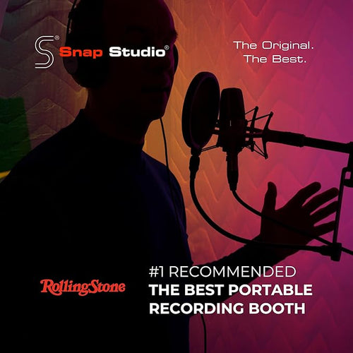 'Snap Studio' XL Portable Recording Booth | '#1 Vocal Booth' Rolling Stone | Record Crisp Dry Echo-Free Vocals at Home or On-The-Road | The Original & Best Studio Booth, Trusted By Singers & Voiceover