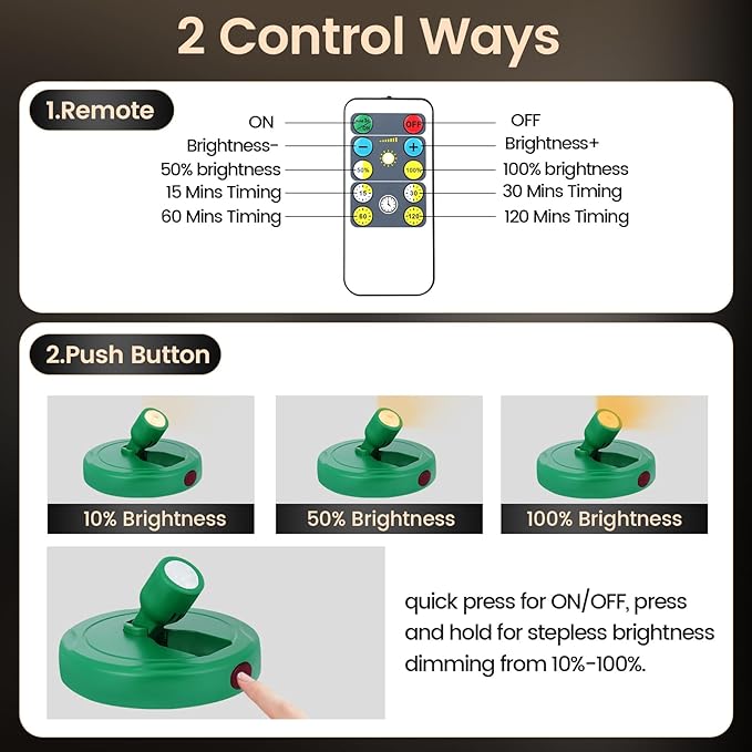 Cordless Spotlight Battery Operated, Rechargeable Plant Spot Lights, Dimmable Accent Lighting with Remote, LED Uplight for Picture Tree Painting Gallery Portrait Dartboard Art Photo, Green