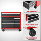 41-Inch Heavy-Duty Rolling Tool Chest Set - GSTANDARD 11-Drawer Steel Storage Cabinet for Garage, Warehouse & Workshop (Black/Red)