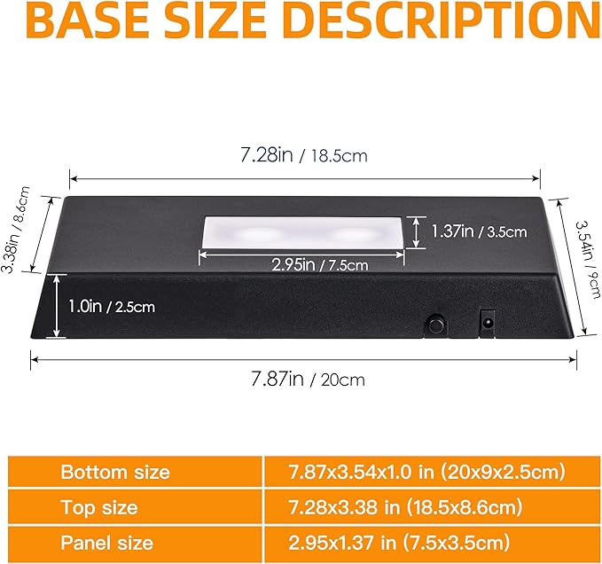EUSTUMA LED Light Base Rectangle Display Stand In A Variety of Colors,Lighted Up Stand Color Changing Small LED for 3D Glass Crystal Art,Holiday Party Decoration. (Black, Large)