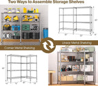 Himimi 4-Tier Heavy Duty Metal Storage Rack, 1200LBS Adjustable Wire Shelving for Storage, Standing Storage Shelf Units for Kitchen Garage Pantry Laundry, 60" W x 14" D x 60" H, Silver