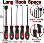 KEZE 15Pcs Carbon Steel Precision Pick & Hook and Trim Removal Tool Set with Scraper and Magnetic Telescoping Tool Kit for Remove Automotive Electronics Maintenance Hoses Gasket Hand Pick Up Tools