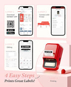 NIIMBOT B21 Label Printer,Bluetooth Thermal Label Maker,Ideal for Home Organization,Business,Ofice,50x30mm Labels,230Pcs(Red)