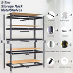 40" W Garage Shelving Unit, 2400Lbs Storage Shelves, Heavy Duty Adjustable Rack for Basement, Warehouse, Pantry, Stores, Tool Room, Freestanding Organizer