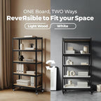 HOMEDANT House 36.2" 5-Tier Metal Rolling Cart Shelf Rack Casters Heavy Duty Laminated Wheel Shelving Unit Adjustable Utility Storage Shelves Shelf Kitchen Garage Black 1Pack