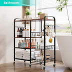 HapiRm Rolling Kitchen Microwave Cart - 4 Tier Microwave Table Stand with Pull-Out Baskets, Coffee Bar Baker's Rack with Wheels Rolling Storage Cart Organizer Shelf for Living Room Office, Balcony