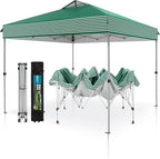 PHI VILLA Pop Up Canopy 10 10 Tents for Parties with Wheeled Bag, Portable Lightweight Folding w/Adjustable Height,Green and White Stripes?Green Stripe