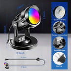 RGBW 6W Color Changing Spot Lights with Remote, 16-Color Uplighting Indoor, 120V Plug-in & 6FT Cord, Includes Floor Foot Switch & Base (2-Pack)