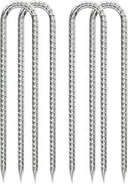 Rebar-Stakes-12-Inch, Ground Stakes Heavy Duty U-Hook Galvanized Anti-Rust Ground Anchors for Camping Tent Trampoline Accessories Dog Fence Chicken Coop Deer Fence 4pcs