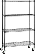 Amazon Basics 4-Shelf Adjustable, Heavy Duty Storage Shelving Unit on 3'' Wheel Casters, Metal Organizer Wire Rack, 36" L x 14" W x 57.75" H, Black