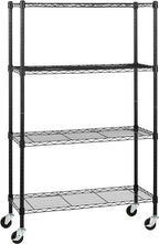 Amazon Basics 4-Shelf Adjustable, Heavy Duty Storage Shelving Unit on 3'' Wheel Casters, Metal Organizer Wire Rack, 36" L x 14" W x 57.75" H, Black