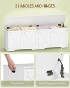 59" Storage Chest, Large Storage Trunk with 2 Hinges, Farmhouse Wooden Box Bench, Lift-Top Organizer Chest, Entryway Trunk for Bedroom, Living Room, White SB15003X