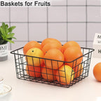 Wire Baskets for Organizing, 4 Pack Household Pantry Basket Black Metal Storage Bins Wire Storage Baskets Metal Baskets for for Home Office Kitchen, Bathroom