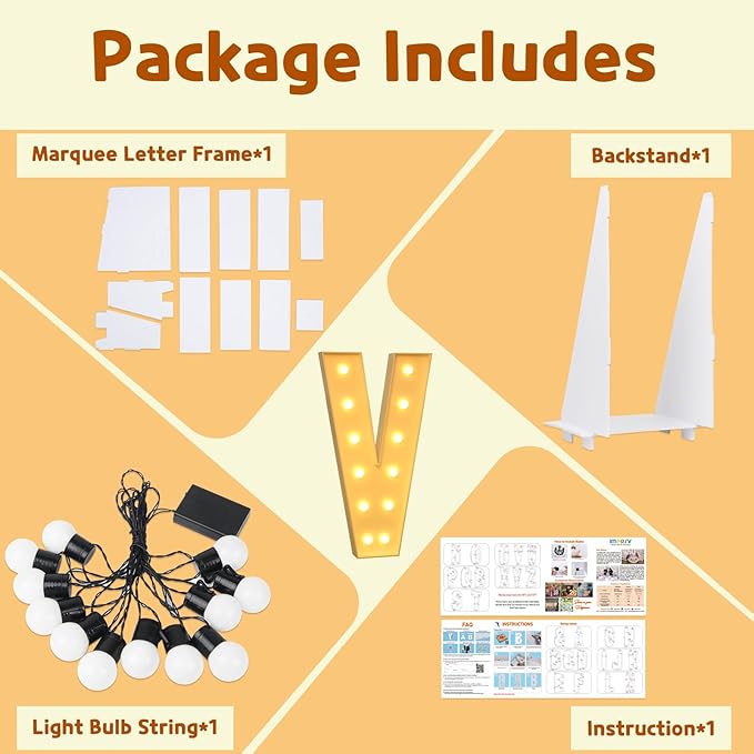 imprsv Light Up Letters, 4FT Marquee Letters for Birthday Wedding Engagement Party Decor, Large Marquee V for Party Decoration Arch Kit Decorations