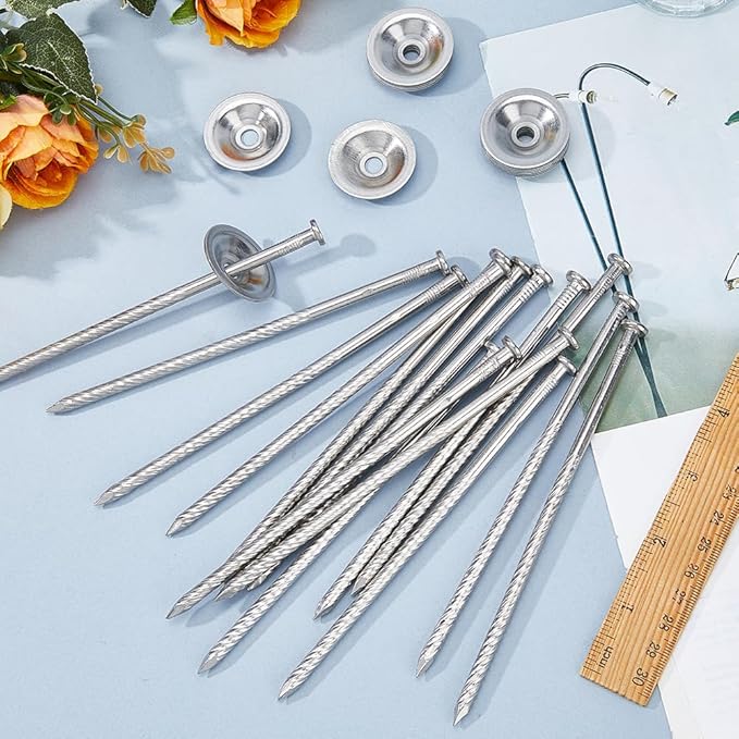 SUPERFINDINGS 20Pcs Outdoor Rv Rug Stakes Stainless Steel Spira Patio Mats Stakes Silver Outdoor Rug Holder Patio Rug Stake for Fixing Rugs Tents Tarps and RVs Mats Rv Camping Accessories