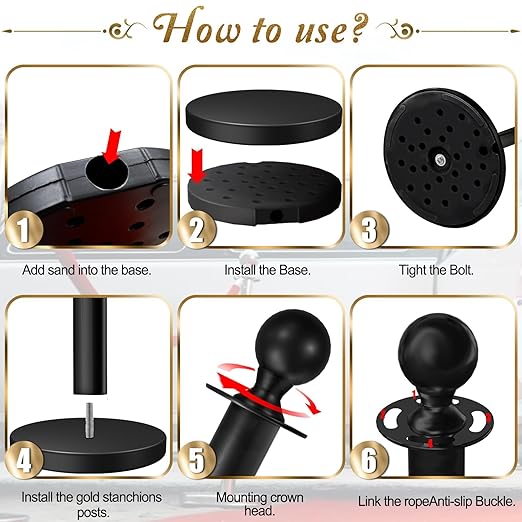 8PCS Black Stanchions Posts with 4PCS 5 ft Black Velvet Rope, Black Velvet Rope Stanchion Set Crowd Control Barriers, Stanchions and Velvet Ropes Red Carpet Poles for Party Supplies