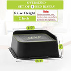 Bed Risers 2 inch, 3 inch, 4 inch, 6 inch, 8 inch Heavy Duty, Oversized Furniture Riser for Couch Sofa Table Chair Leg Frame Dorm, Support up to 6000 Lbs (Black 4 Pack, 2 inch)