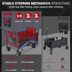 LEVELEVE Heavy Duty Folding Wagon - 2-in-1 Collapsible Cart, 650lb Capacity, All-Terrain Wheels w/Brakes & Side Pockets