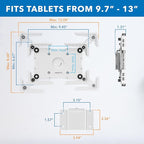 Mount-It! Universal Tablet Wall Mount, Anti-Theft iPad Mount, Enclosure Fits Tablets from 9.7" to 13" Screen Size, Flush Wall Mounting Kiosk, Durable Steel Design, White