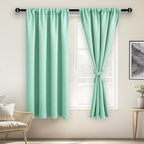 JIUZHEN Blackout Curtains for Bedroom– Thermal Insulated,Noise Reducing Room Darkening Privacy Drapes for Living Room, Set of 2 Panels with Tiebacks, 42 x 63 inch Long, Mint Green