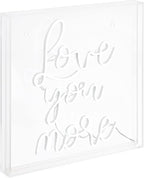 JONATHAN Y NEN1015A 15" Love You More Neon Sign, Modern White LED Light in Acrylic Box for Wall Decor, USB Powered Tabletop Lighted Sign for Bedroom, Living Room, Dorm Room, Romantic Wall Art