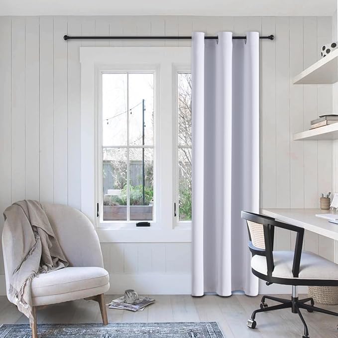 ChrisDowa Blackout Curtains 72 inches Long for Bedroom - Grommet Thermal Insulated Room Darkening Curtains for Living Room (1 Panel, Greyish White, 42 x 72 Inch)