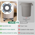 ToLanbbt Trash Can Dolly with 3 in Upgraded Wheels, 15-19 in Adjustable Round Furniture Dolly, Heavy Duty 480 LBS Drum Rolling Base, Keg Dolly for 20, 32, 44, 55 Gallon Garbage Cans, Gray, 1 Pack