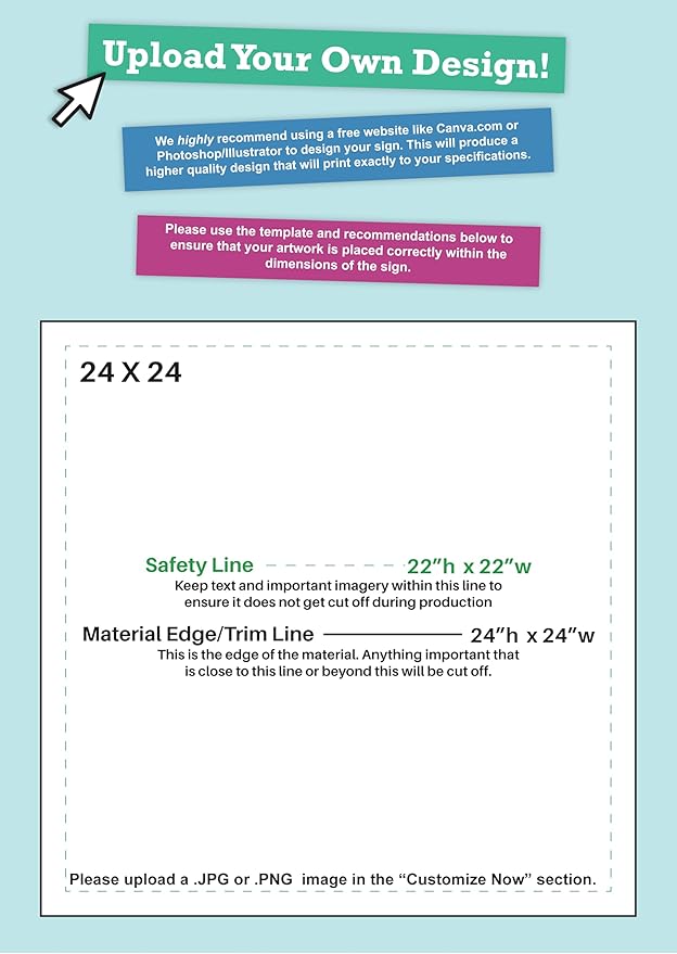Personalized Vinyl Banner – Vinyl Printed Customizable Banner for Indoor and Outdoor Use (2'x2')