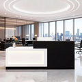 L-Shaped Reception Desk with Counter and Lockable Drawers and Storage Tall Modern Front Desk Reception Counter for Checkout Lobby Beauty Salon E Left 63inch/160cm