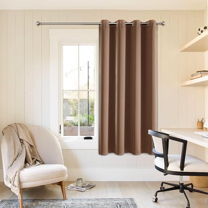 ChrisDowa Grommet Blackout Curtains for Bedroom - Thermal Insulated Room Darkening Curtains for Living Room (1 Panel Set, Cappuccino, 52W x 45L)