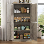 Farmhouse Kitchen Pantry Cabinet,69.1" Tall Kitchen Storage Cabinet with Adjustable Shelf,Modern Bathroom Storage Cabinets,Freestanding Floor Cabinets Cupboard for Living Room,Dining Room (Retro Grey)