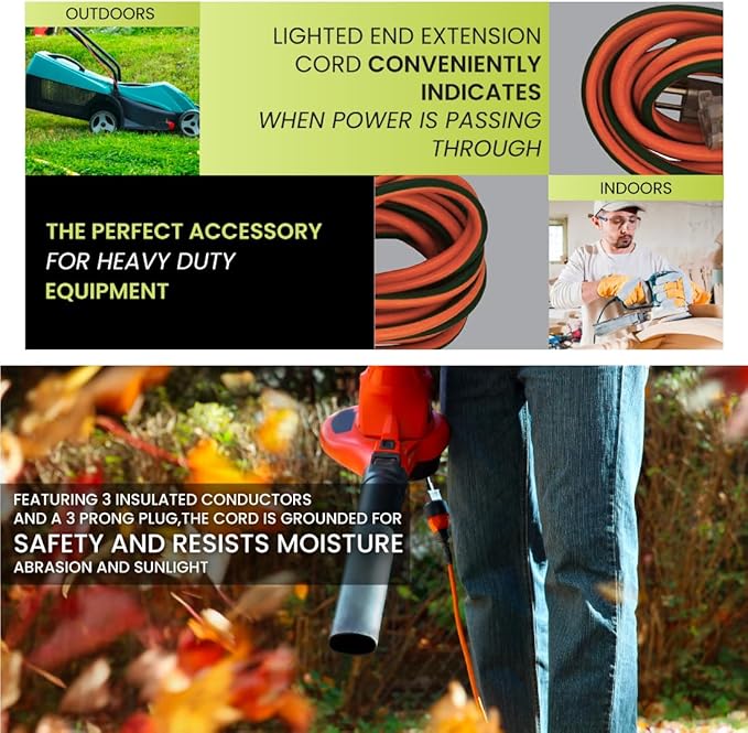 Go Green Power Inc. 16/3 50-Foot Outdoor Extension Cord - Heavy-Duty, Weatherproof, GG-13750